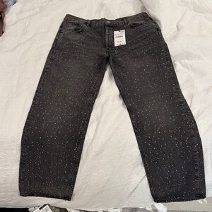 Zara Women's Black Speckled Relaxed Jeans